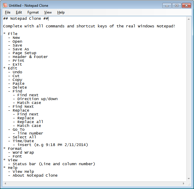 Notepad Clone in C# .NET